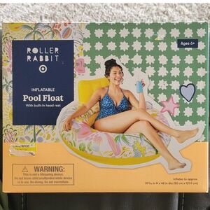 Roller Rabbit Target Inflatable Pool Float Built in Headrest Tropical Print NEW
